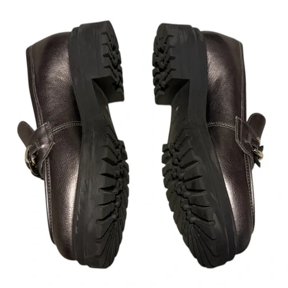 Nero Giardini Metallic Leather Chain Lug-Sole Loafers Size 39 - Picture 7 of 9